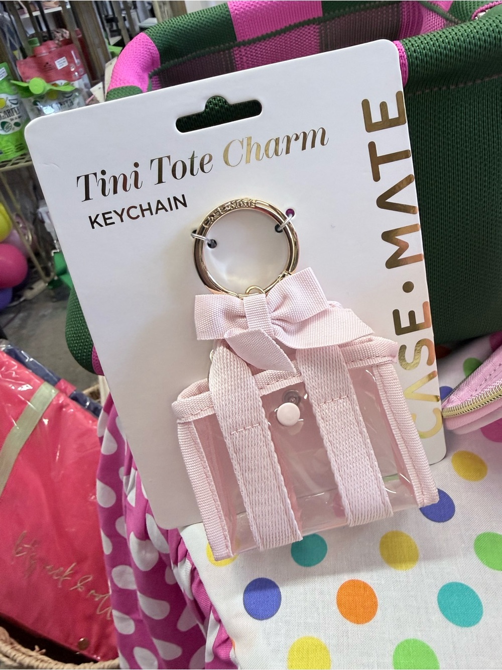 case-mate Light Pink Tini Tote Charm Keychain with Gold Ring